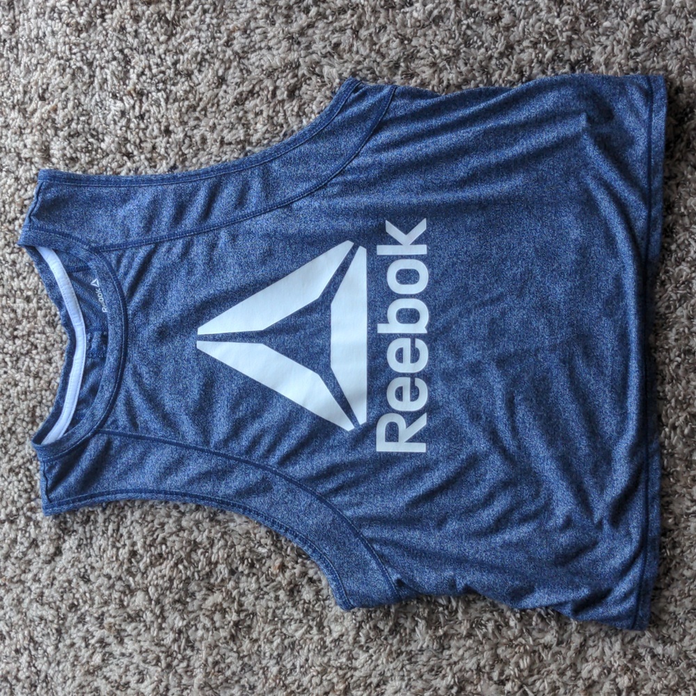 M Women's Reebok Logo Cropped Blue Tank